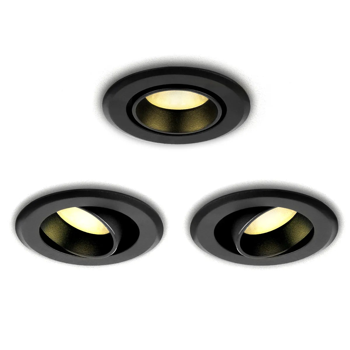 Foco empotrable LED negro 5W 3000K blanco cálido ⌀70mm orientable