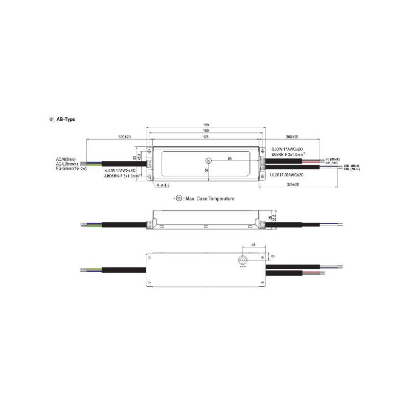 MeanWell XLG-200-24-A afmetingen