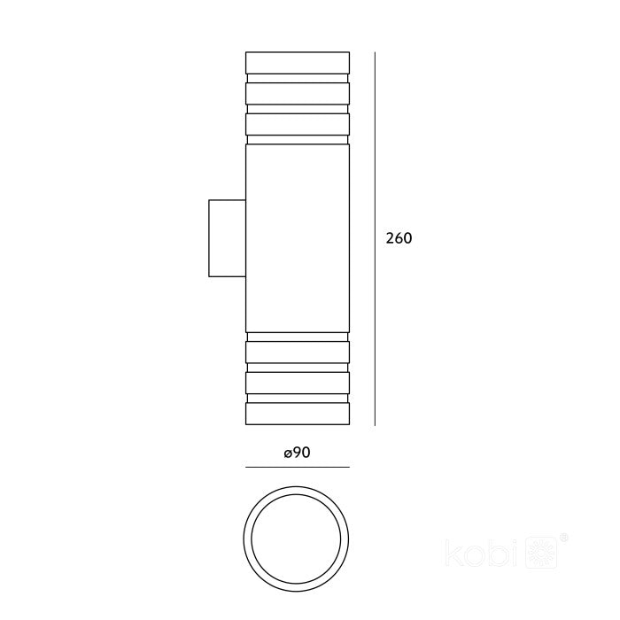 LED Wall Light Bi-Directional 90x260mm Round GU10 IP54