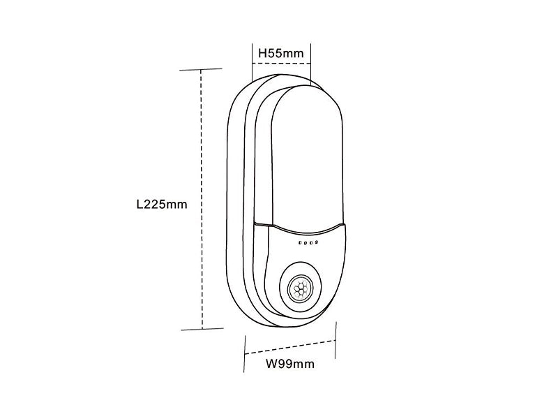 LED Bulkhead 212x113mm Oval 15W IP65 | With sensor