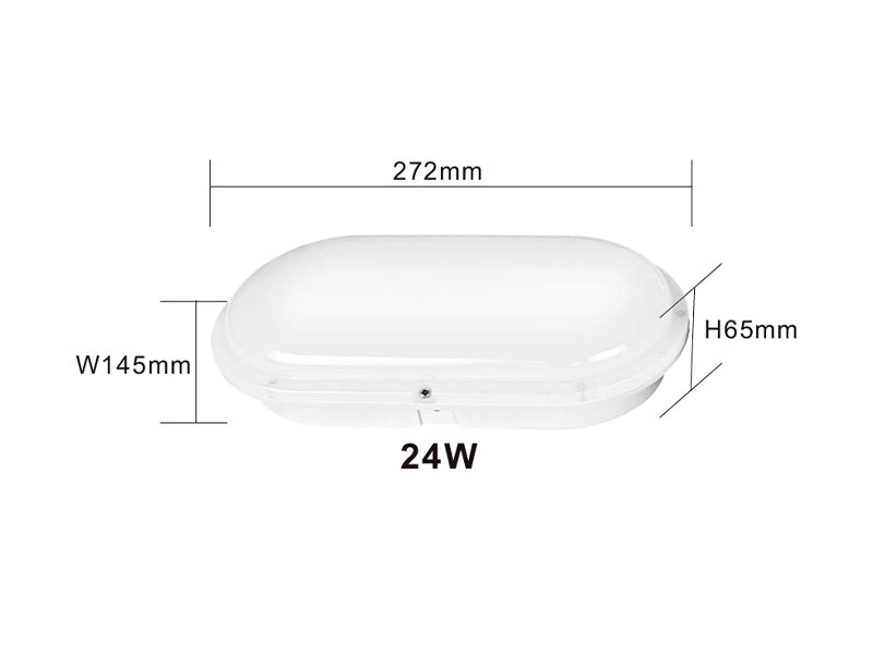 Plafón estanco LED ovalado 272x145mm 24W | IP66