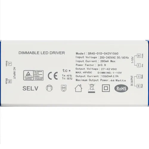 LED Driver regulable 0-10V 34W 800mA / 38W 900mA / 44W 1060mA