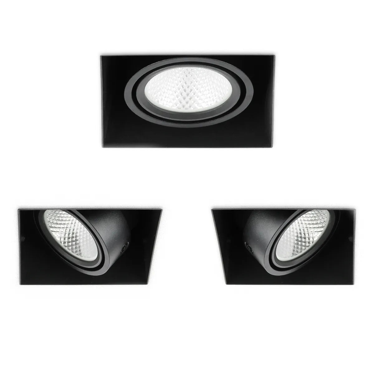Black LED Recessed Spotlight 6W Trimless 3000K warm white square 89x89mm tiltable rotatable