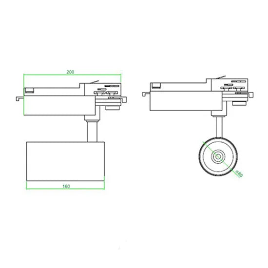 Energy-efficient COB LED Railspot 3 phase 30W with Philips driver
