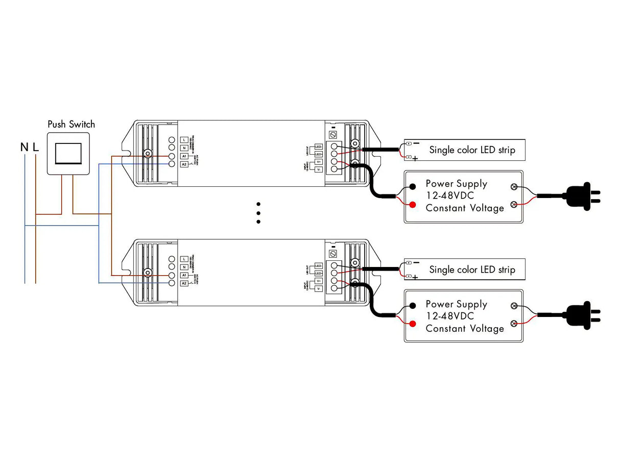 Controlador regulable para tira LED AC100V-240V 15A - para luz blanca