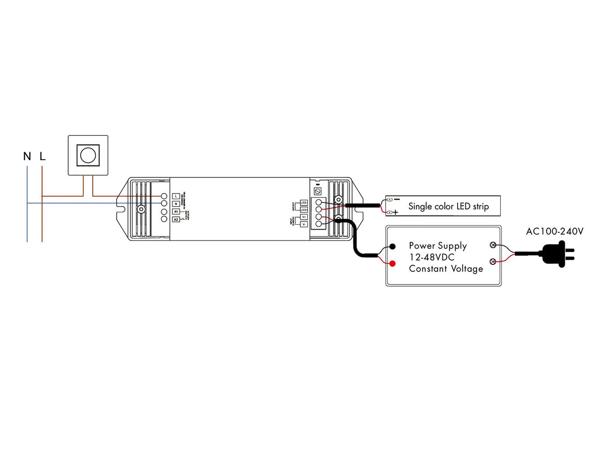 Controlador regulable para tira LED AC100V-240V 15A - para luz blanca