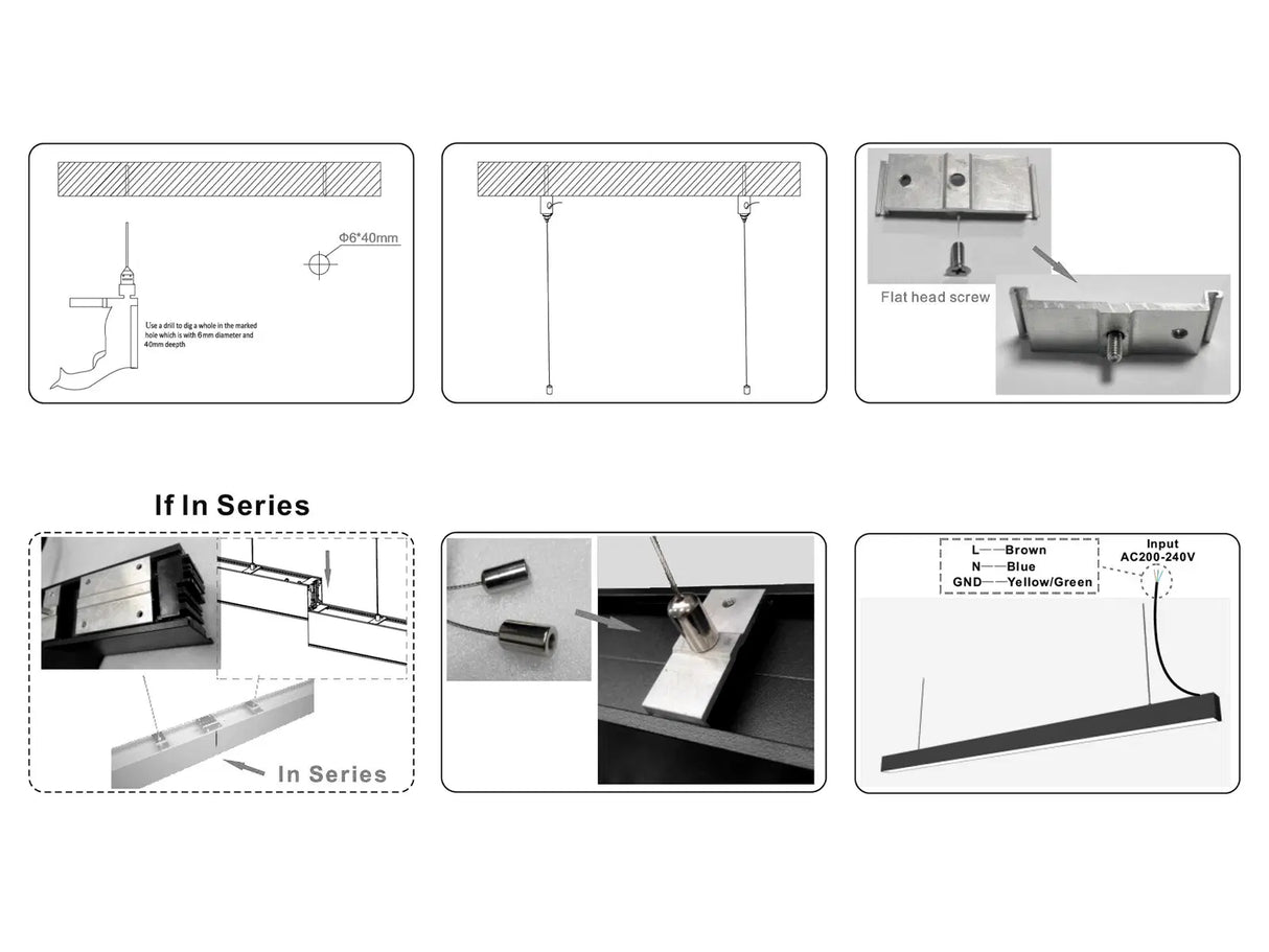 Luminaria lineal LED colgante negra 120cm 36W conectable