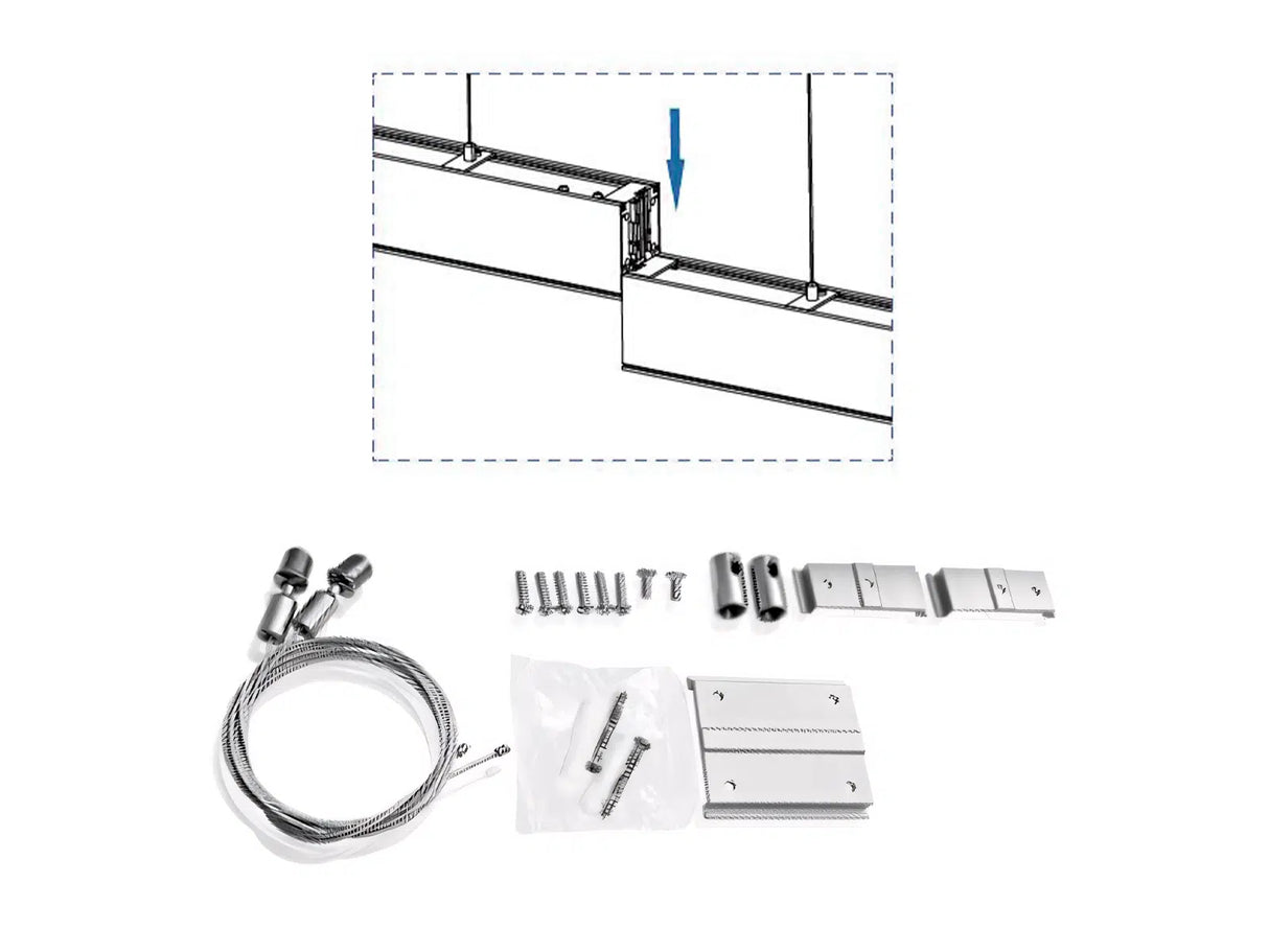 Luminaria lineal LED colgante negra 150cm 48W conectable