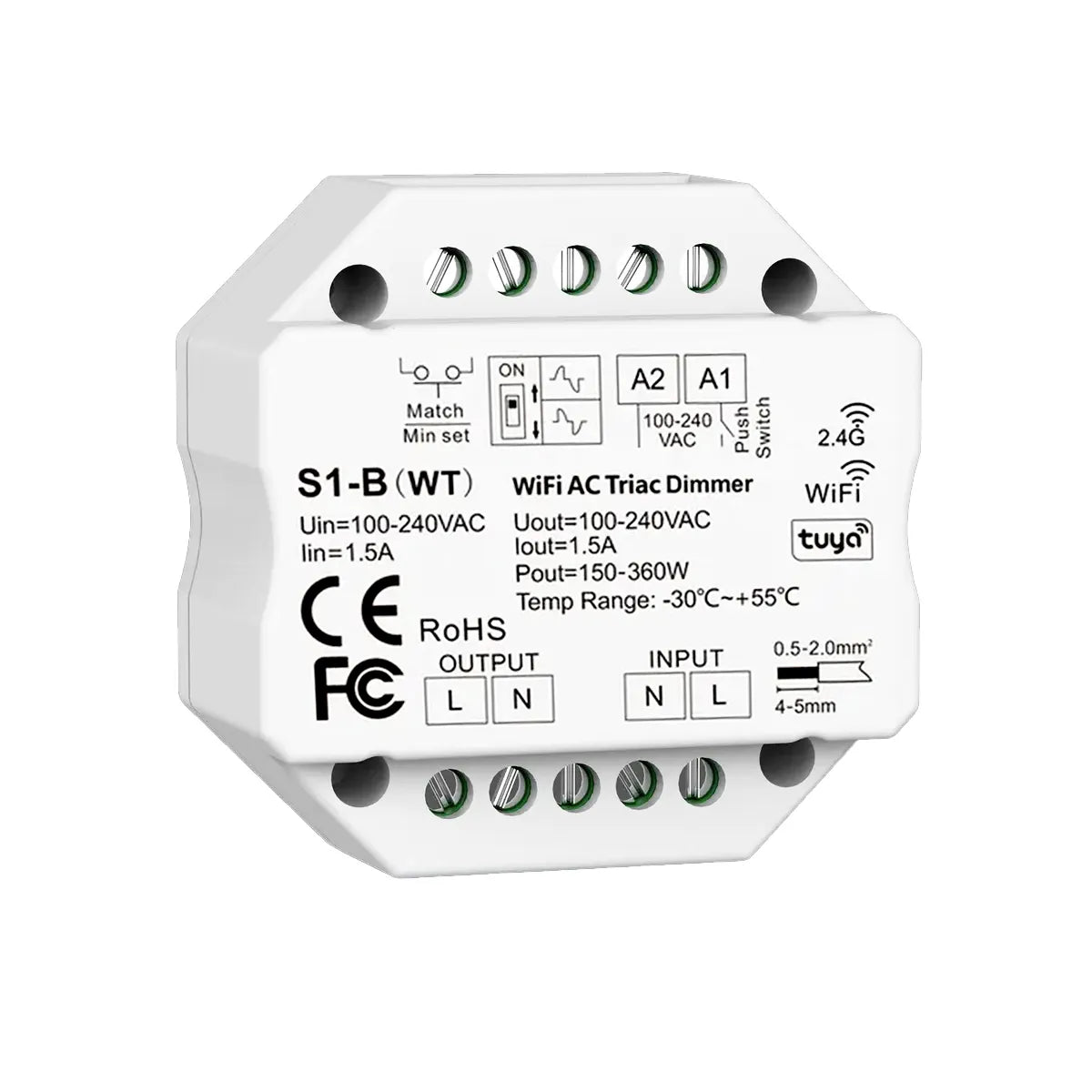 Dimmer LED Push WiFi 200W Triac 2.4G