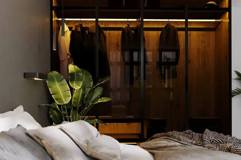 LED verlichting dimmen, in een slaapkamer en brandend