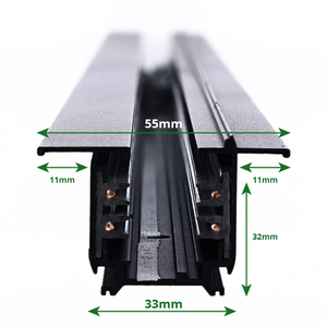 Inbouw 3-fase LED rail zwart 100 cm met afmetingen