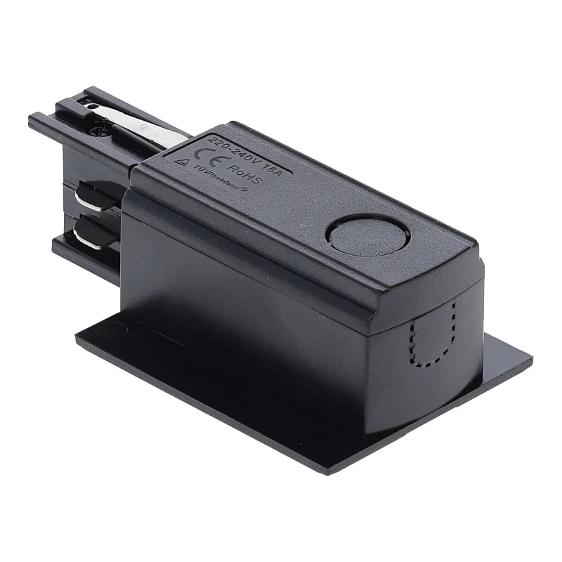 Inbouw 3-fase rail voedingsconnector zwart links