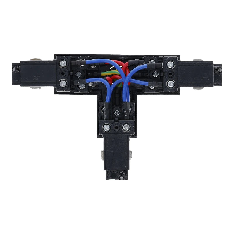 Inbouw 3-fase rail T-splitsing connector zwart links 1