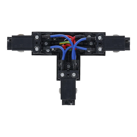 Inbouw 3-fase rail T-splitsing connector zwart links 1
