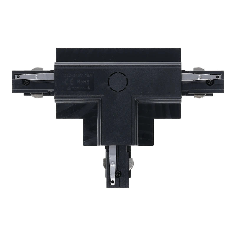 Inbouw 3-fase rail T-splitsing connector zwart links 1