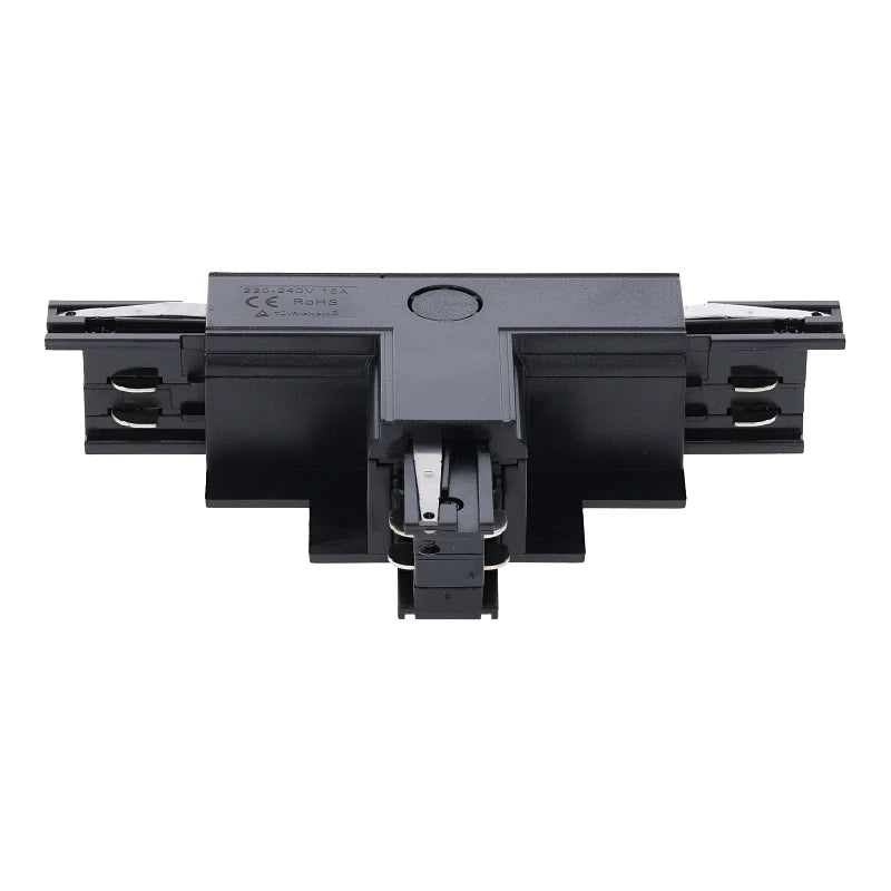 Inbouw 3-fase rail T-splitsing connector zwart links 1
