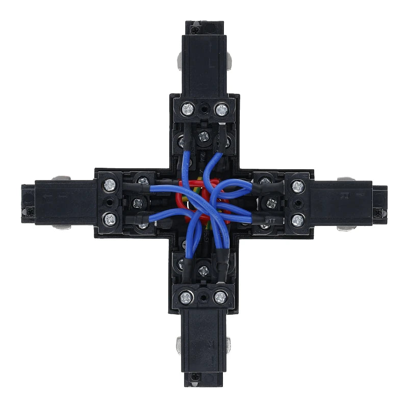 Inbouw 3-fase rail kruis-splitsing connector zwart
