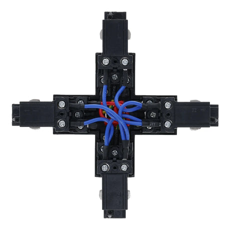 Inbouw 3-fase rail kruis-splitsing connector zwart