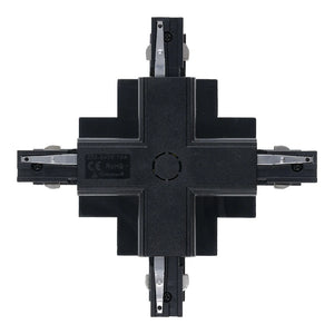 Inbouw 3-fase rail kruis-splitsing connector zwart