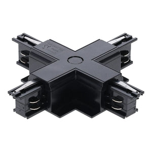 Inbouw 3-fase rail kruis-splitsing connector zwart