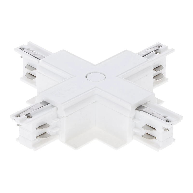 Inbouw 3-fase rail kruis-splitsing connector wit