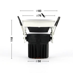 LED Recessed Spotlight 5W 3000K warm white ⌀83mm tiltable Black with white frame