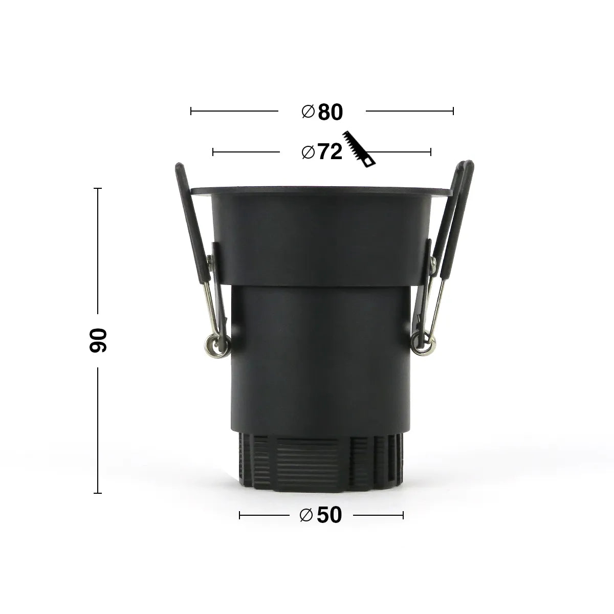 Foco empotrable LED negro 5W 3000K blanco cálido ⌀80mm Anti glare