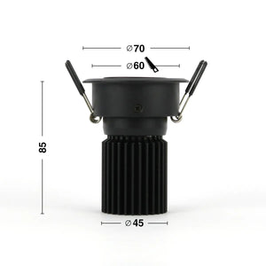 Foco empotrable LED negro 5W 3000K blanco cálido ⌀70mm orientable