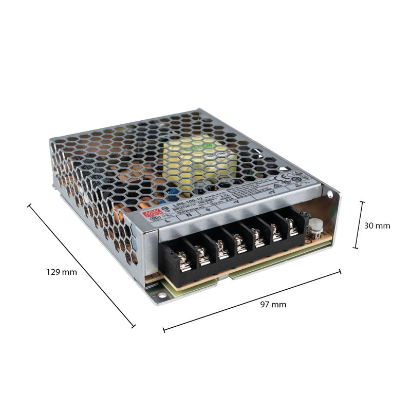Transformador tira LED MeanWell IP20 12V | 100W