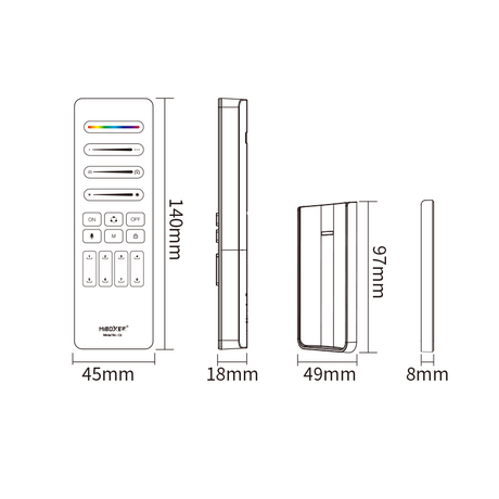Mi-Light afstandsbediening Magic SPI ledstrip maataanduiding