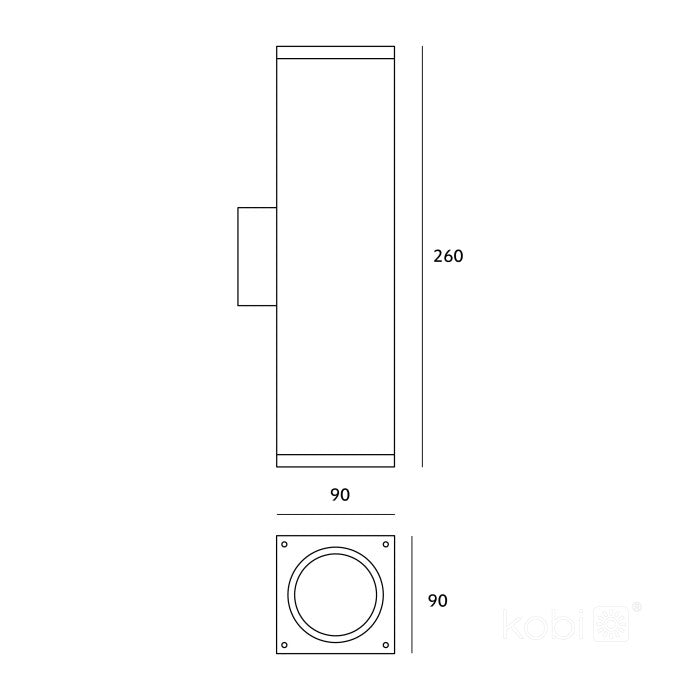 LED Wall Light Bi-Directional 260mm Square GU10 IP54