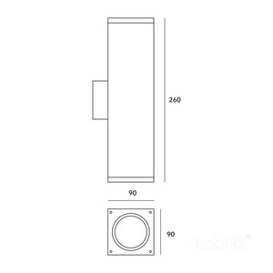 LED Wall Light Bi-Directional 260mm Square GU10 IP54