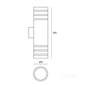 LED Wall Light Bi-Directional 90x260mm Round GU10 IP54