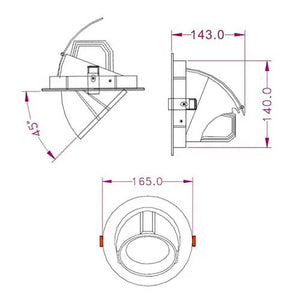 Foco empotrable LED banana 30W ⌀165mm 45° orientable 360° giratorio