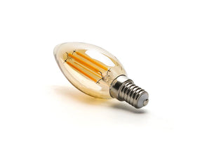 E14 LED Filament Lamp C35 Kaars 5W dimbaar, liggend weergegeven en in close-up (foto 1)