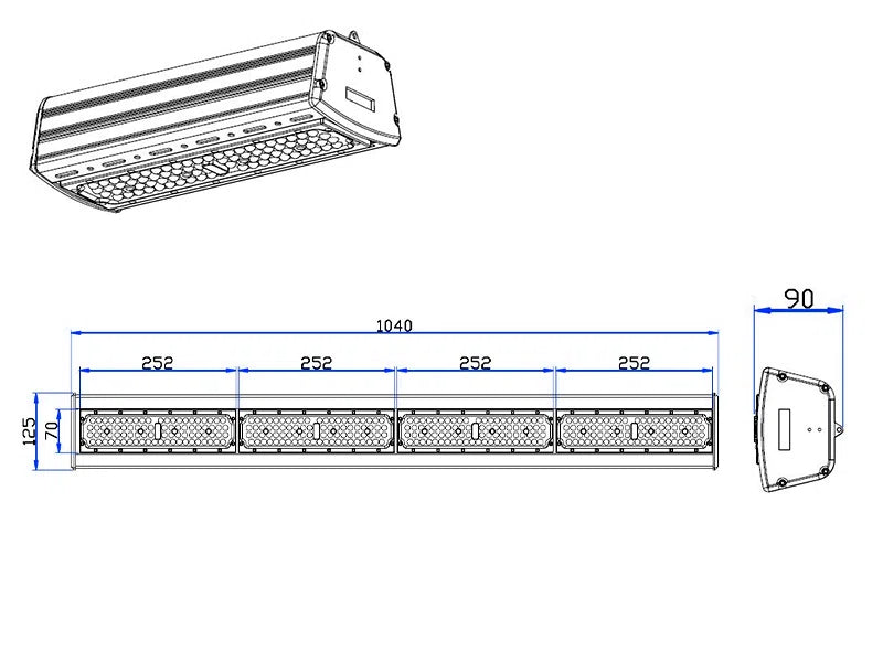 Campana LED lineal 1040mm 200W regulable IP65 150lm/W