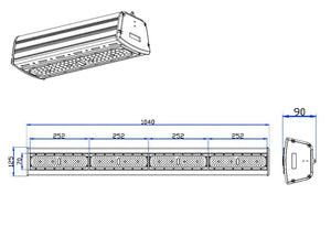 Campana LED lineal 1040mm 200W regulable IP65 150lm/W