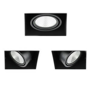 Black LED Recessed Spotlight 6W Trimless 3000K warm white square 89x89mm tiltable rotatable