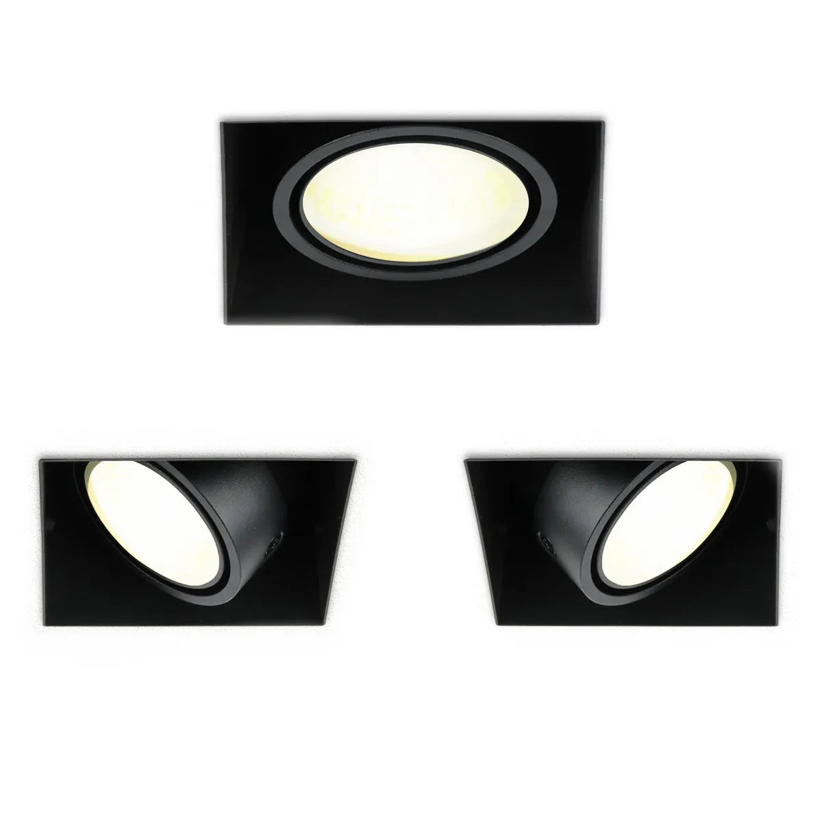 Black LED Recessed Spotlight 6W Trimless 3000K warm white square 89x89mm tiltable rotatable