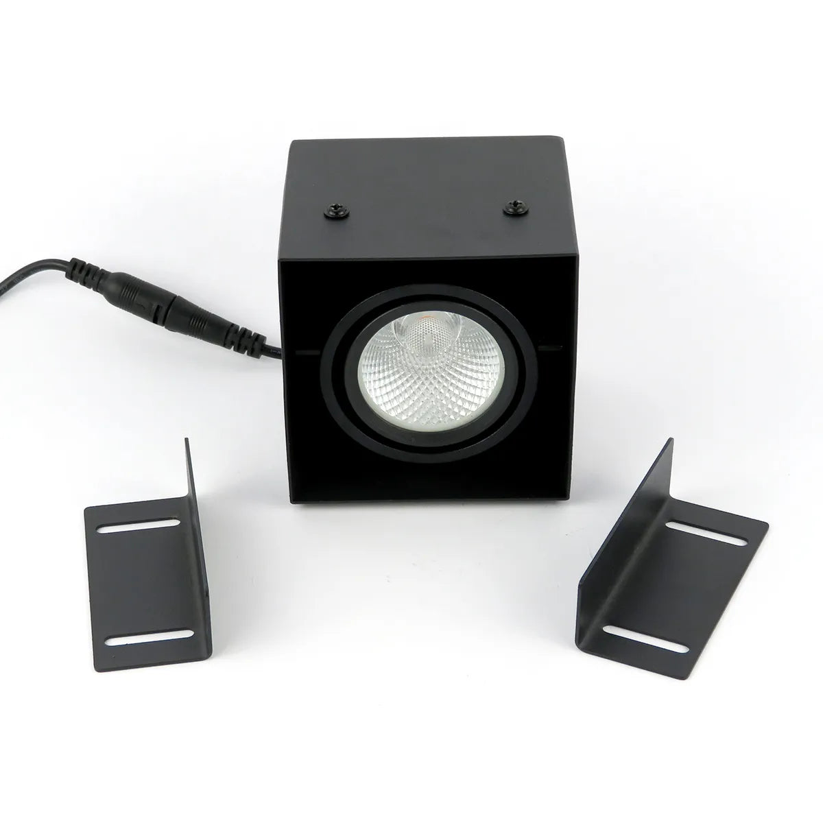 Black LED Recessed Spotlight 6W Trimless 3000K warm white square 89x89mm tiltable rotatable
