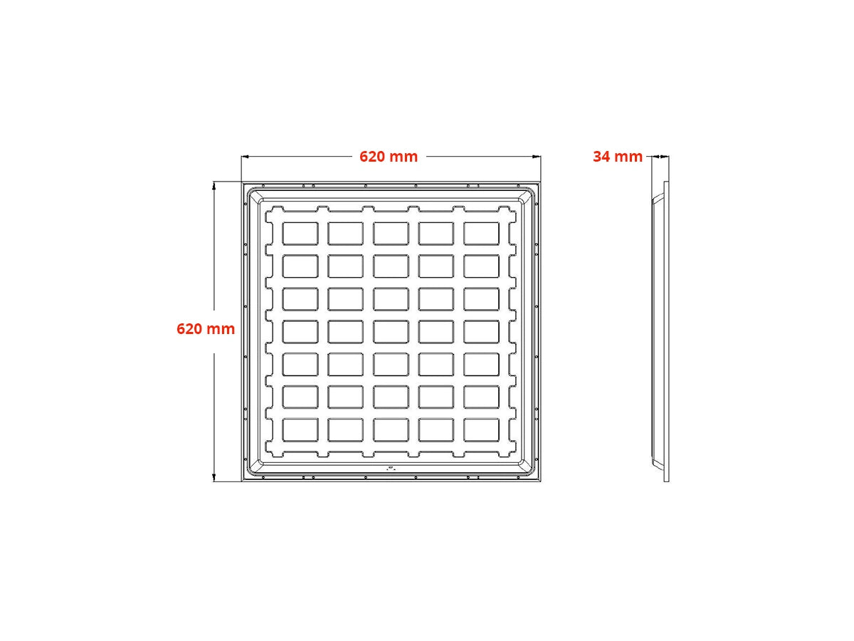 LED Panel 62x62cm Adjustable 18W or 25W 200lm/W