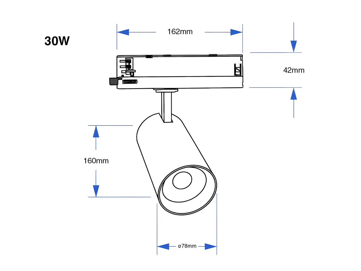 Integrated LED Railspot 3 phase 30W CRI>90