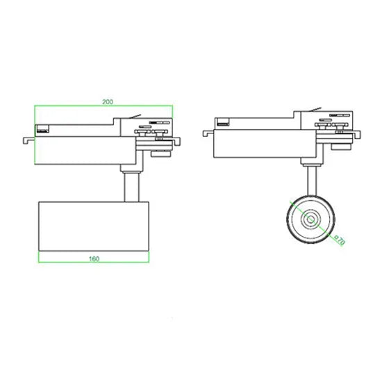 Energy-efficient COB LED Railspot 3 phase 20W with Philips driver