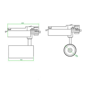 Energy-efficient COB LED Railspot 3 phase 30W with Philips driver