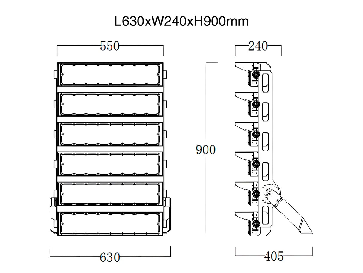LED Sports Field Lighting 1500W Tiltable 170lm/W with Philips driver