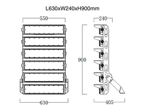 LED Sports Field Lighting 1500W Tiltable 170lm/W with Philips driver