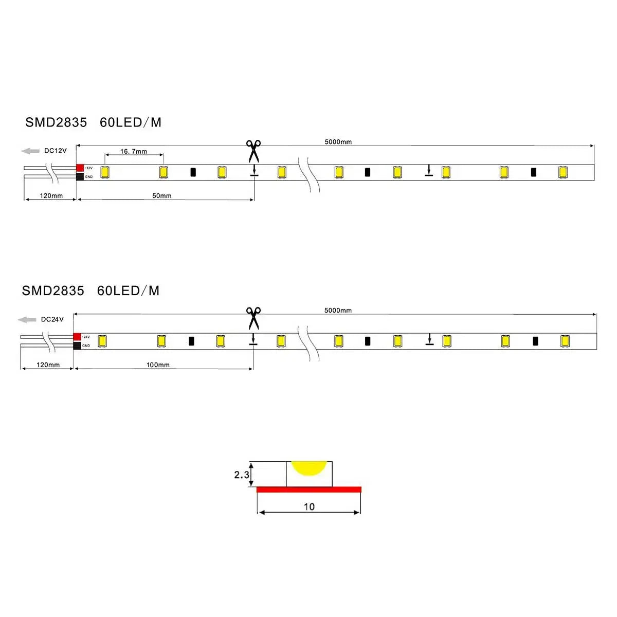 LED Strip SMD2835 60 LEDs/m | Plug & Play set
