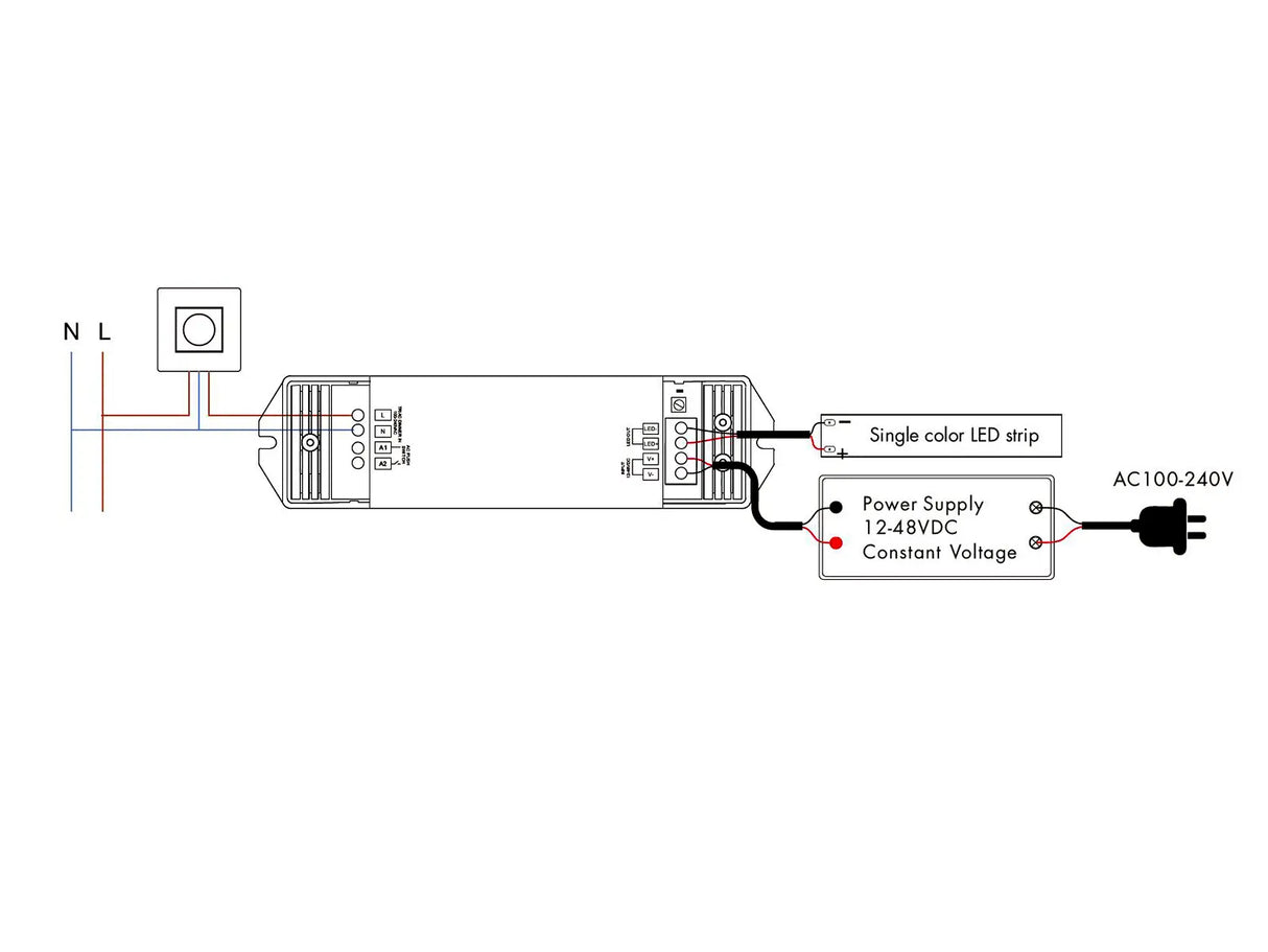 Controlador regulable para tira LED AC100V-240V 15A - para luz blanca