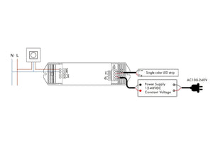 Controlador regulable para tira LED AC100V-240V 15A - para luz blanca