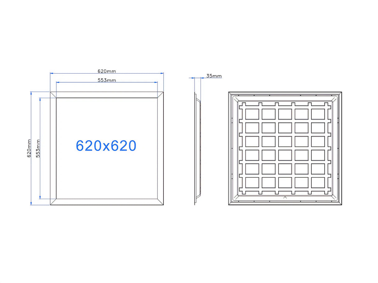 Black LED Panel 62x62cm - 36W - 140lm/W - Adjustable Light Color CCT